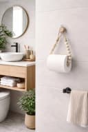 Venicce Love Toilettenpapierhalter Beige Massivholz Jute Bild 3