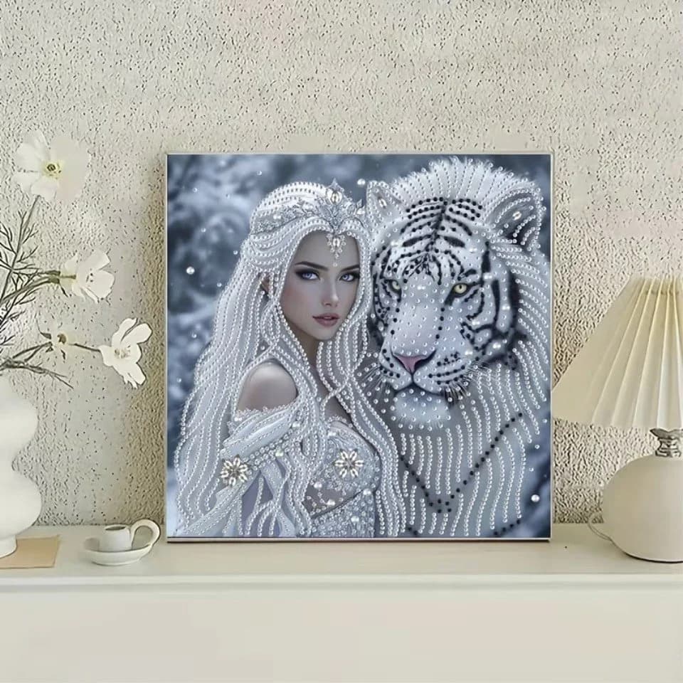 Venicce Love Diamond Painting Frau mit Tiger 5D - Bild 4