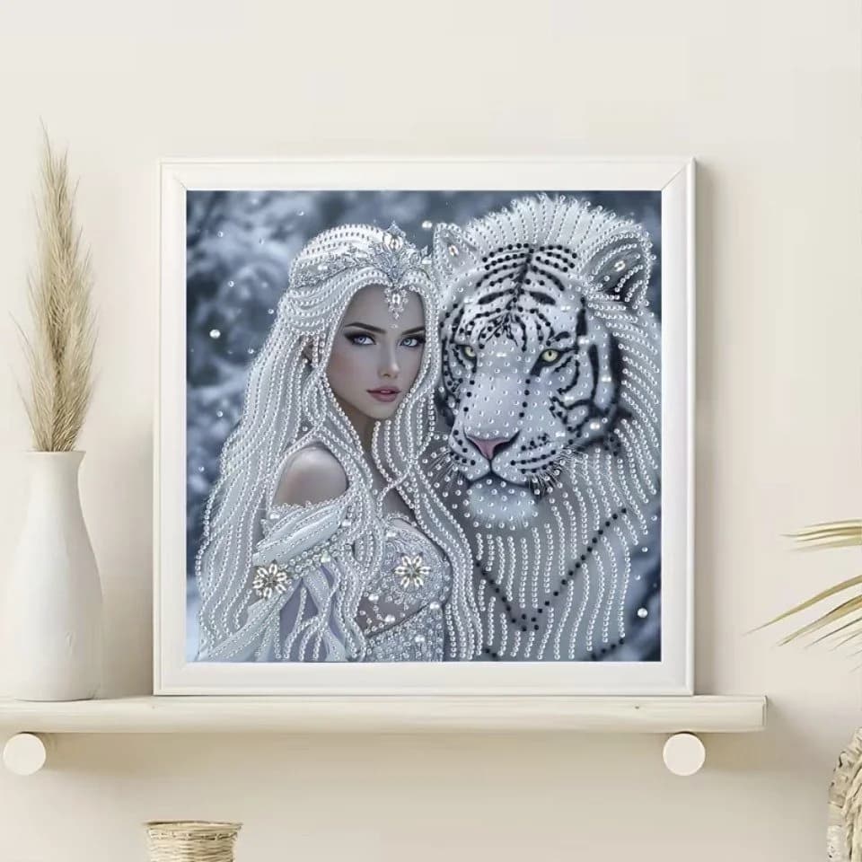 Venicce Love Diamond Painting Frau mit Tiger 5D - Bild 5