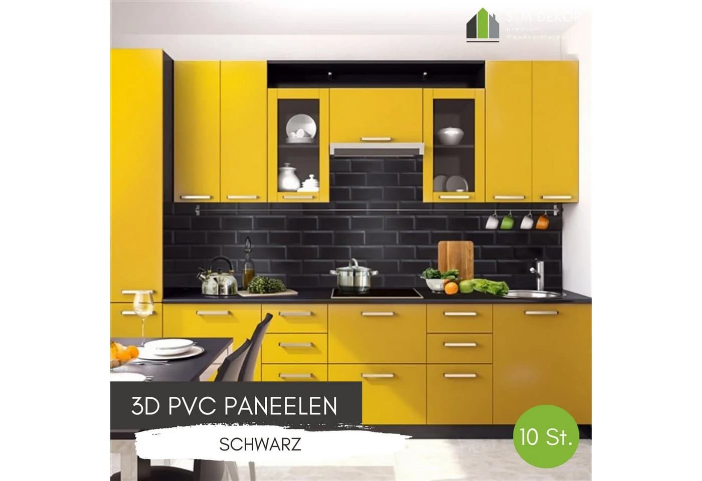 STM Company 3D Wandpaneel PVC Schwarz Ziegel Optik