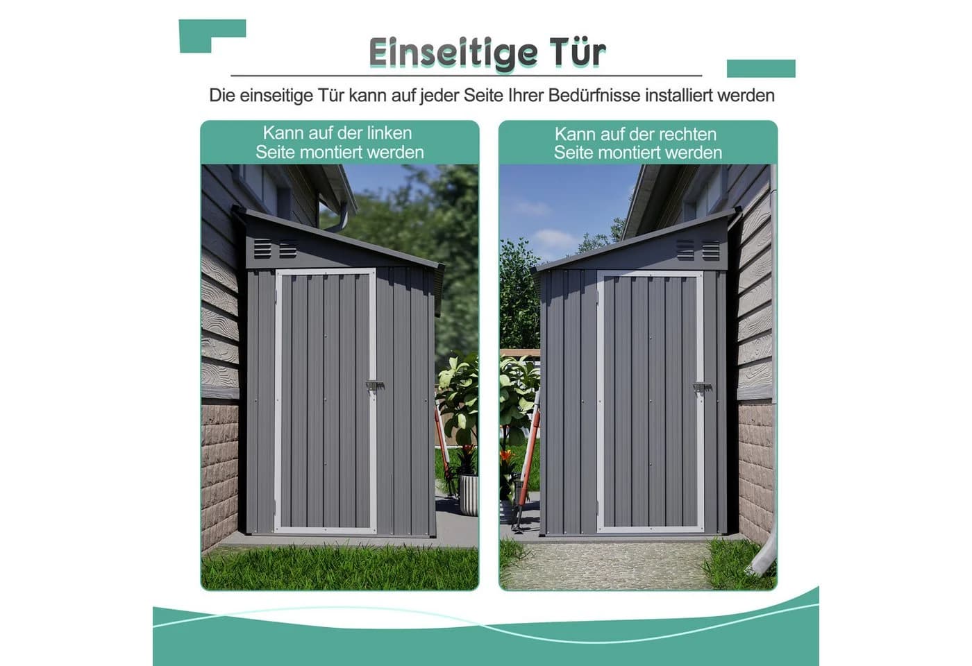 Thanaddo Gartenhaus Metall Gerätehaus Grau - Bild 3