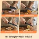 FOHERE Messer-Set 8-tlg. mit Holzblock & Schärfgerät Schwarz Bild 5