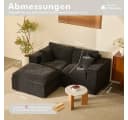 LITBIRD Ecksofa mit Schlaffunktion Chenille-Bezug Schwarz Bild 1