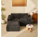 LITBIRD Ecksofa mit Schlaffunktion Chenille-Bezug Schwarz Bild 2