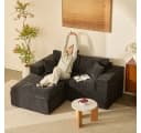 LITBIRD Ecksofa mit Schlaffunktion Chenille-Bezug Schwarz Bild 3