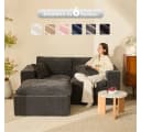 LITBIRD Ecksofa mit Schlaffunktion Chenille-Bezug Schwarz Bild 4