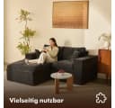 LITBIRD Ecksofa mit Schlaffunktion Chenille-Bezug Schwarz Bild 5