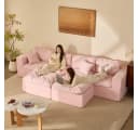LITBIRD Modulares U-Form Sofa 340 cm mit Schlaffunktion Chenille Bezug Rosa Bild 4