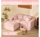 LITBIRD Ecksofa mit Schlaffunktion Chenille Hellrosa Bild 1