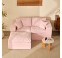 LITBIRD Ecksofa mit Schlaffunktion Chenille Hellrosa Bild 2