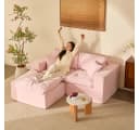 LITBIRD Ecksofa mit Schlaffunktion Chenille Hellrosa Bild 3