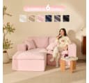 LITBIRD Ecksofa mit Schlaffunktion Chenille Hellrosa Bild 4