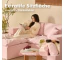 LITBIRD Ecksofa mit Schlaffunktion Chenille Hellrosa Bild 5