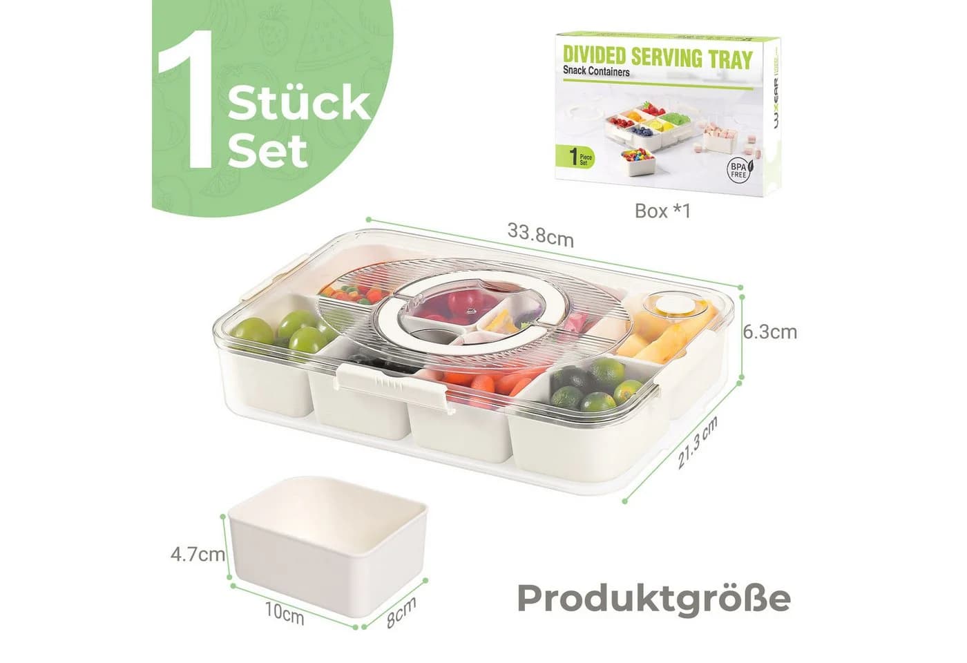 Elegear Snackbox mit 8 Fächern Weiß Polypropylen - Bild 3
