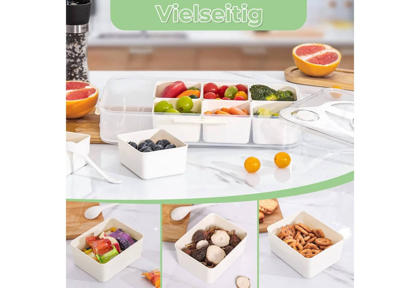 Elegear Snackbox mit 8 Fächern Weiß Polypropylen - Bild 4