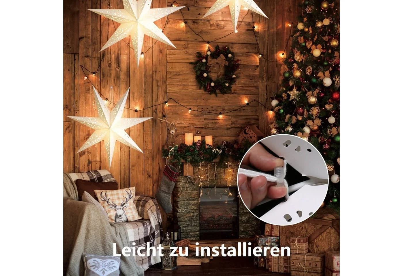 Elegear Origami-Stern 70cm Beleuchtet Weihnachtsdekoration Warmweiß - Bild 4
