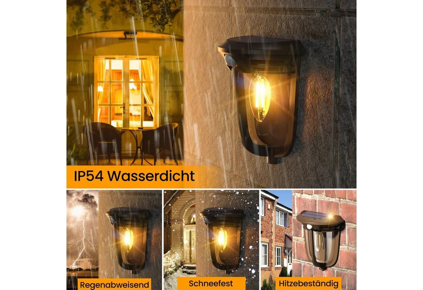 Elegear Außen-Wandleuchte 2 Stück Solarleuchte mit Bewegungsmelder LED Warmweiß - Bild 5