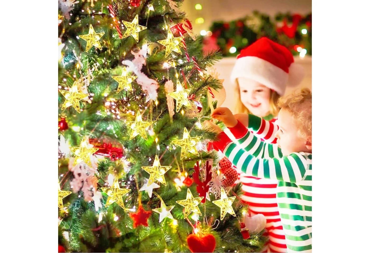 Elegear Lichterkette 144 cm Warmweiß & Bunt 8 Modi LED Weihnachtsdeko