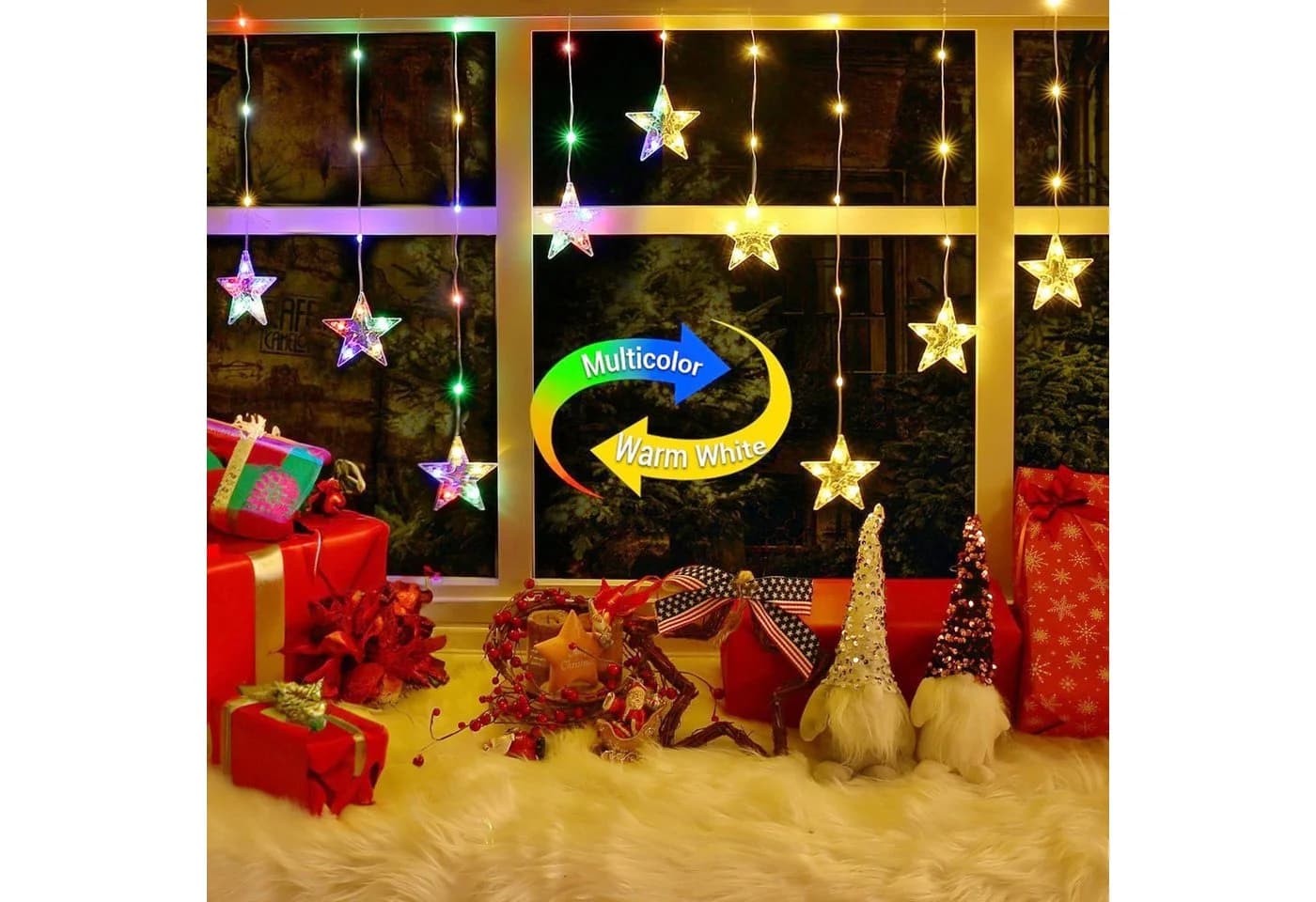 Elegear Lichterkette 144 cm Warmweiß & Bunt 8 Modi LED Weihnachtsdeko - Bild 3