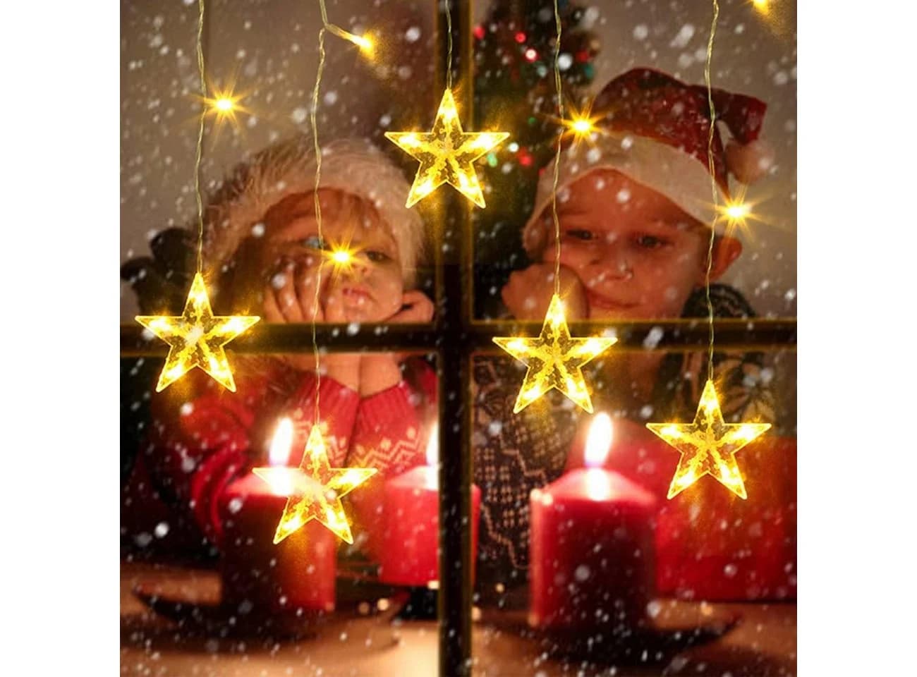 Bunte Lichterkette im Weihnachtsstern-Design für Fensterdekoration - Bild 2