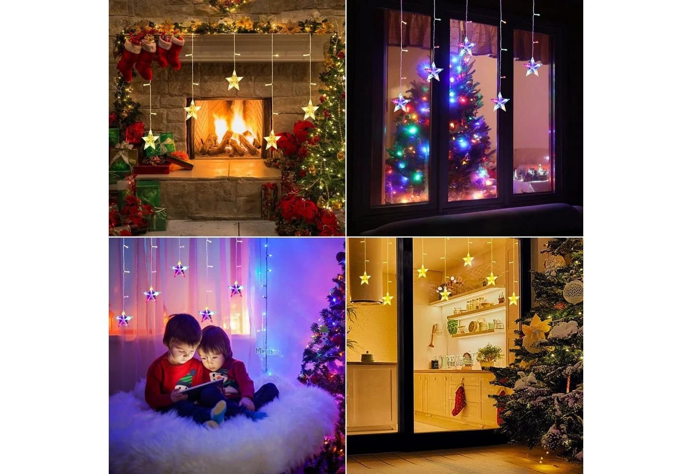 Bunte Lichterkette im Weihnachtsstern-Design für Fensterdekoration - Bild 5
