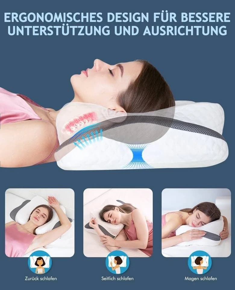 Elegear Nackenstützkissen 60x38cm Memory-Schaum 8/12cm Höhe - Bild 4