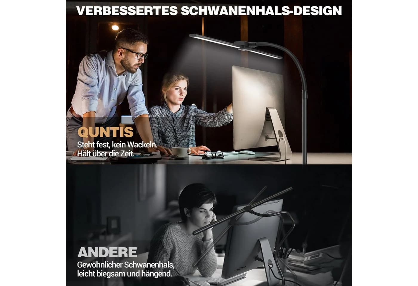 Elegear LED Schreibtischlampe 24W LED Doppelkopf Schwanenhals-Schreibtischlampe mit Fernbedienung für Home Office - Bild 5