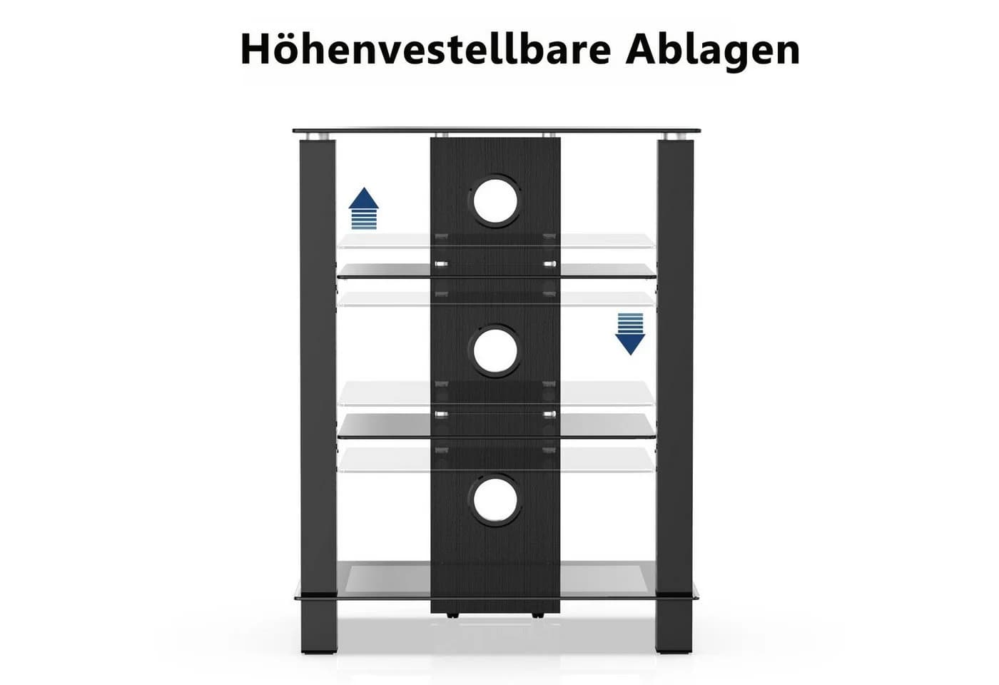 FITUEYES TV-Regal Schwarz Modern Gehärtetes Glas - Bild 3