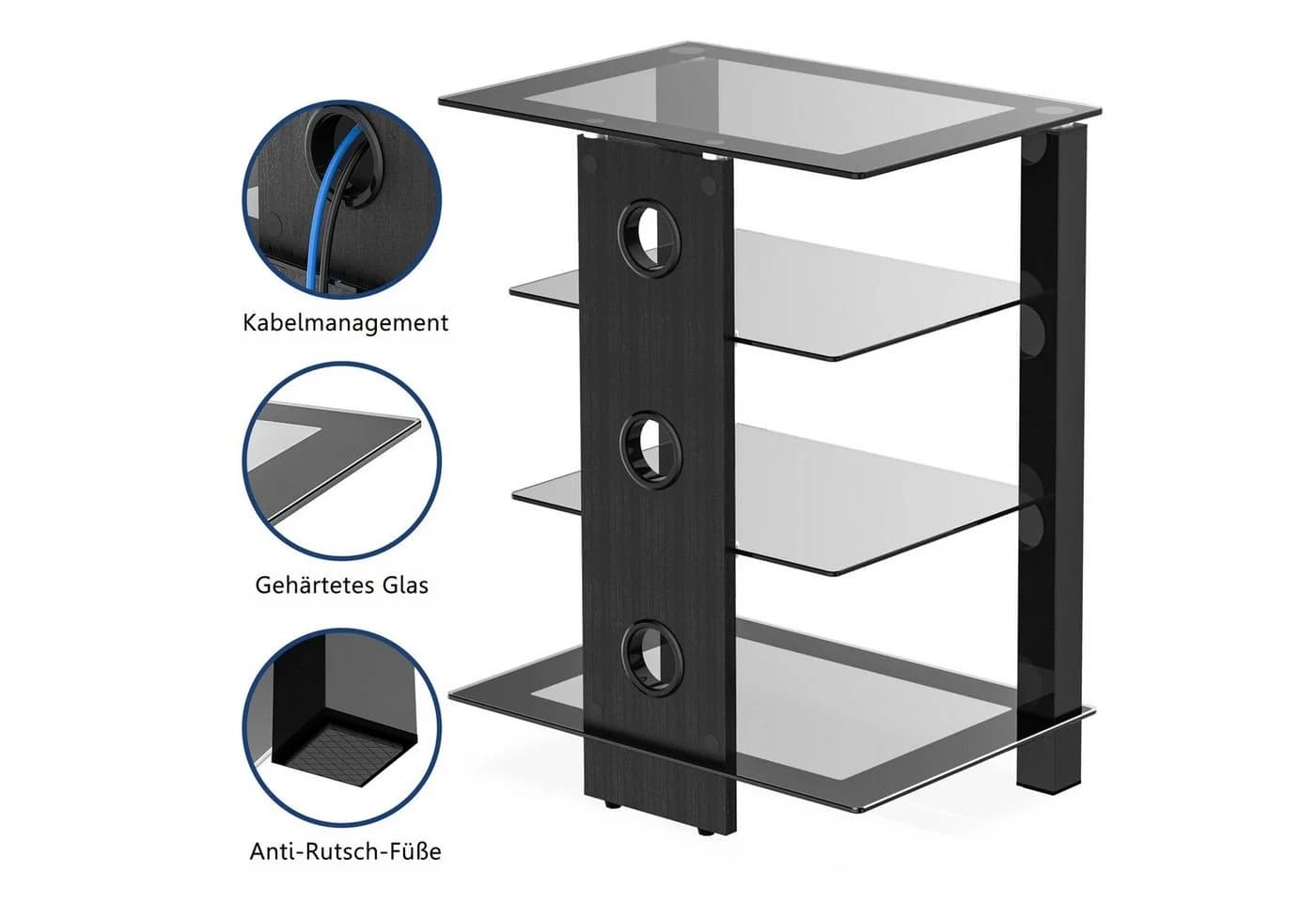 FITUEYES TV-Regal Schwarz Modern Gehärtetes Glas - Bild 5