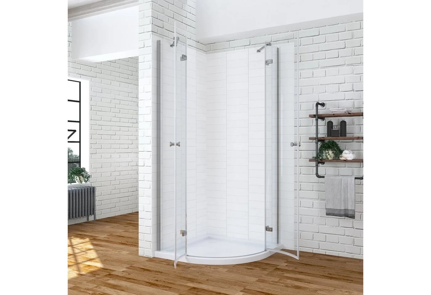 AQUABATOS Runddusche Duschkabine 80x80 90x90 Viertelkreis