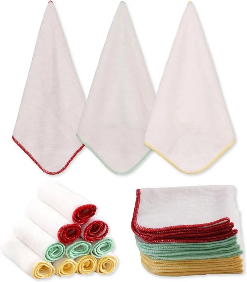 Montegoni Baby Waschlappen 12 Stück Weiß 25x25cm 100% Bambus - Bild 2