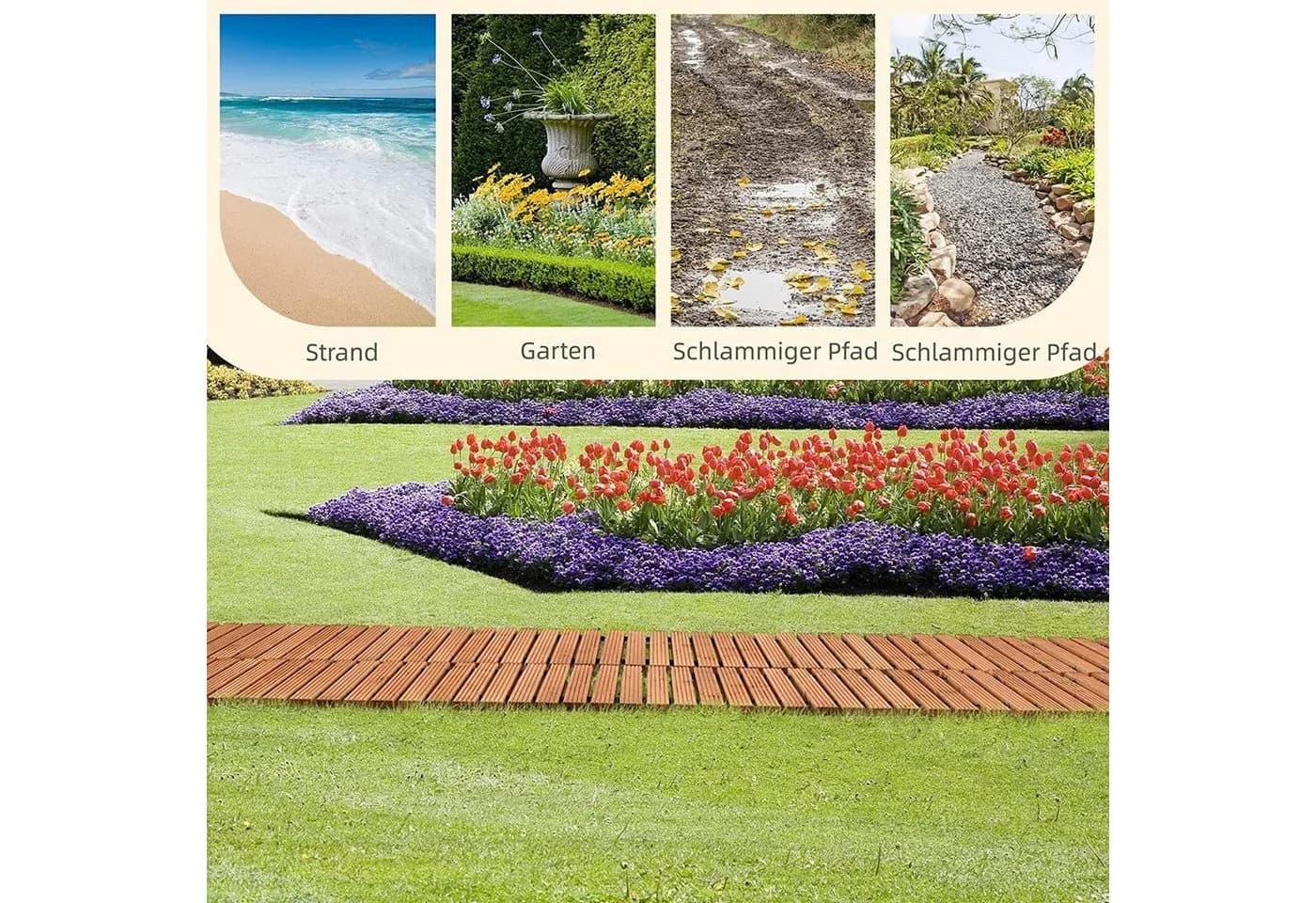 KOMFOTTEU Wetterfester Holzweg Gartenweg aus Tannenholz - Bild 5