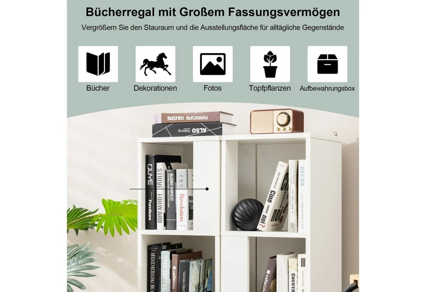 COSTWAY Bücherregal 2-tlg. mit 6 Fächern Holz Kippschutz - Bild 4