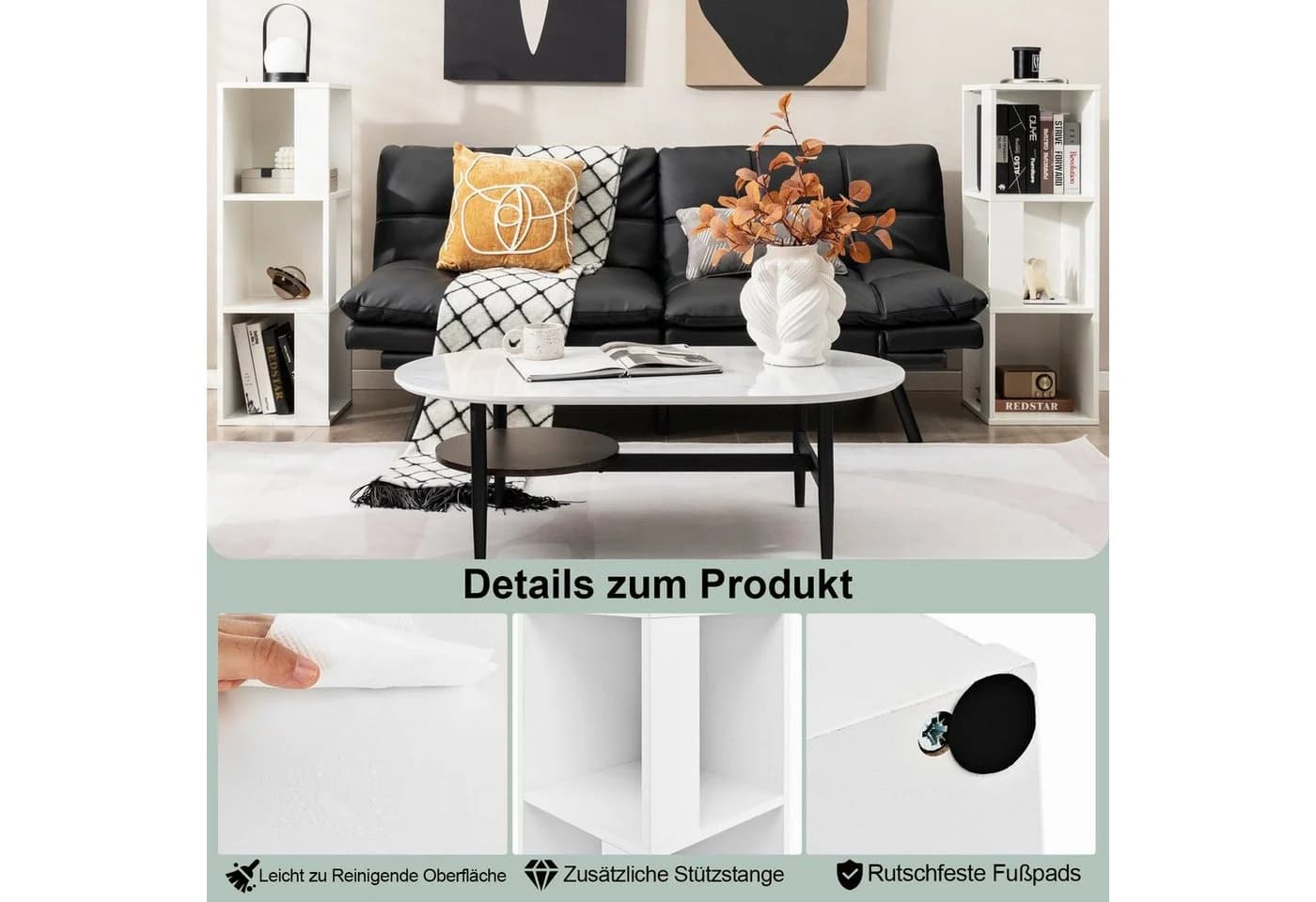 COSTWAY Bücherregal 2-tlg. mit 6 Fächern Holz Kippschutz - Bild 5