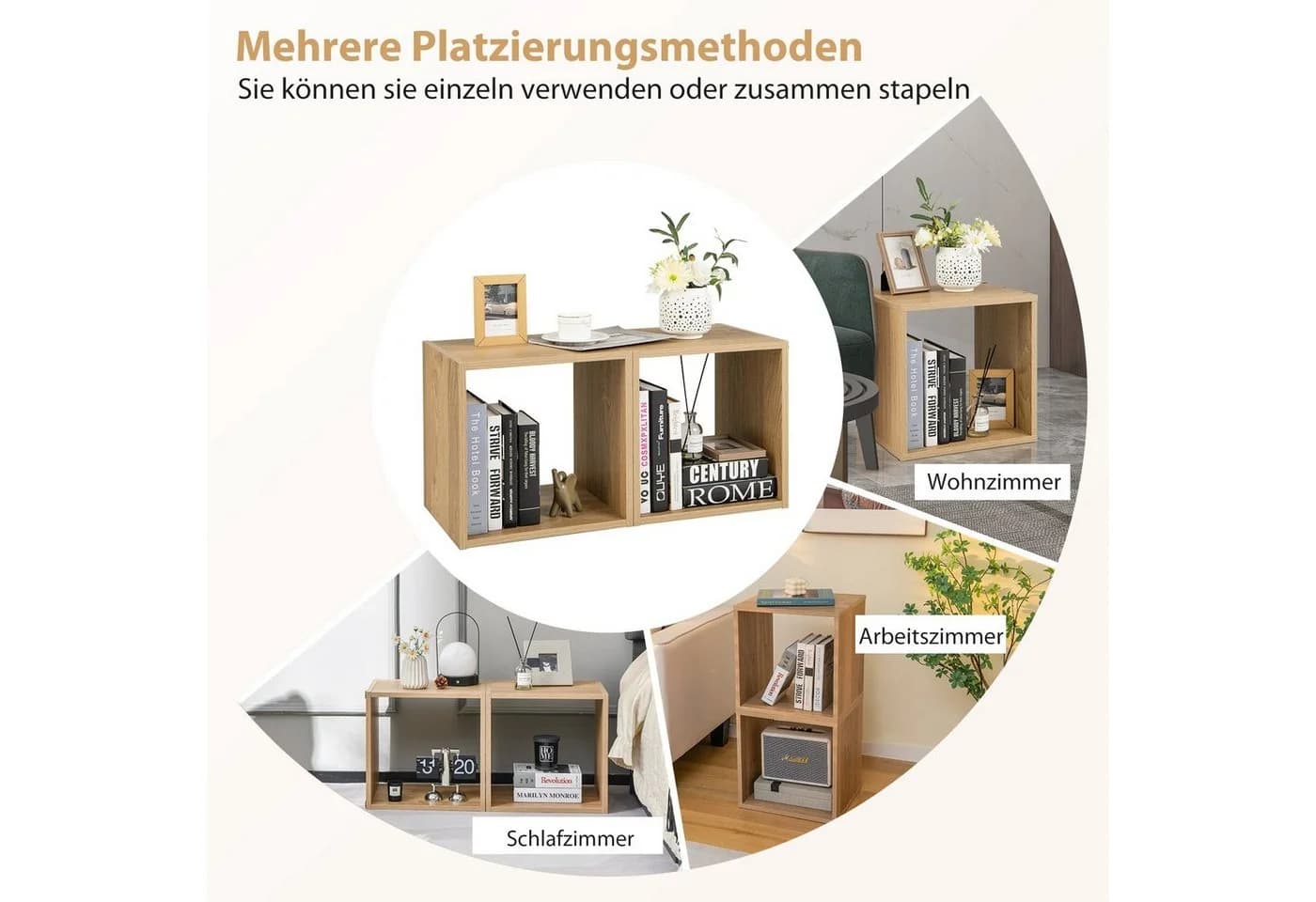 COSTWAY Bücherregal 2er Set stapelbar Holzwerkstoff - Bild 3