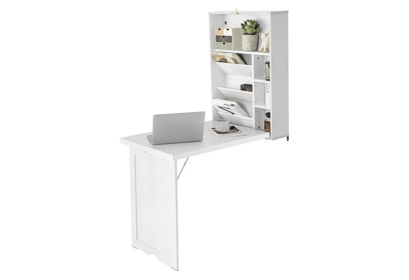 KOMFOTTEU Klapptisch Wandtisch Weiß mit Stauraum - Bild 2