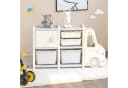 KOMFOTTEU Spielzeugtruhe Kinderregal Beige 4 Boxen 1 Schrank Bild 4