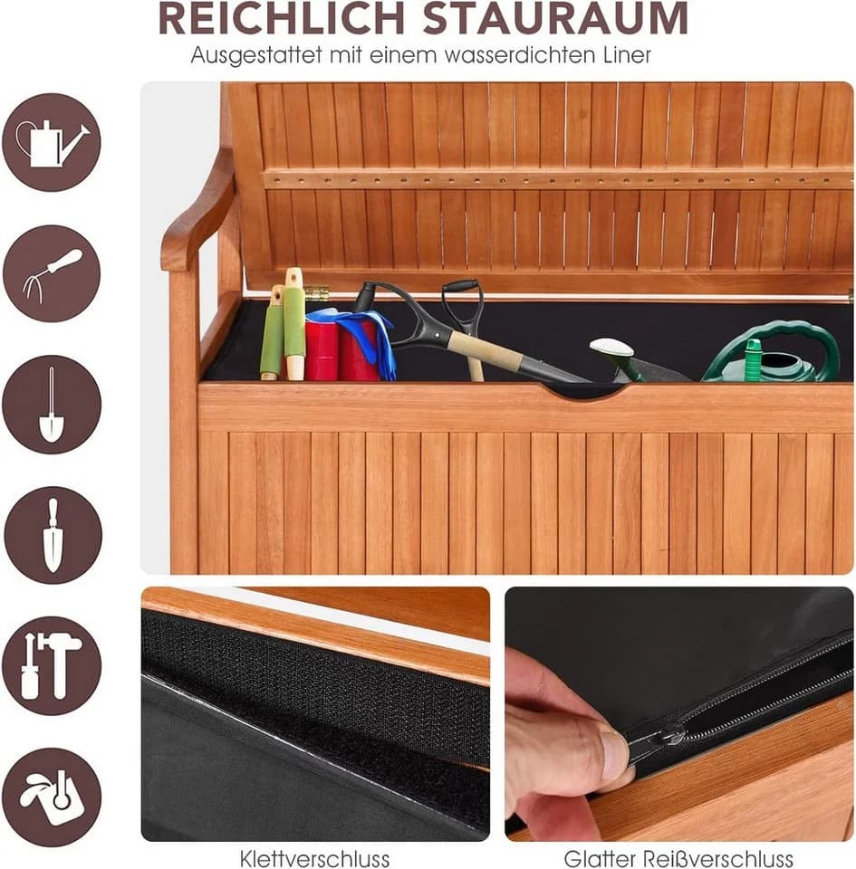 KOMFOTTEU Gartenbank mit Stauraum Akazienholz - Bild 4