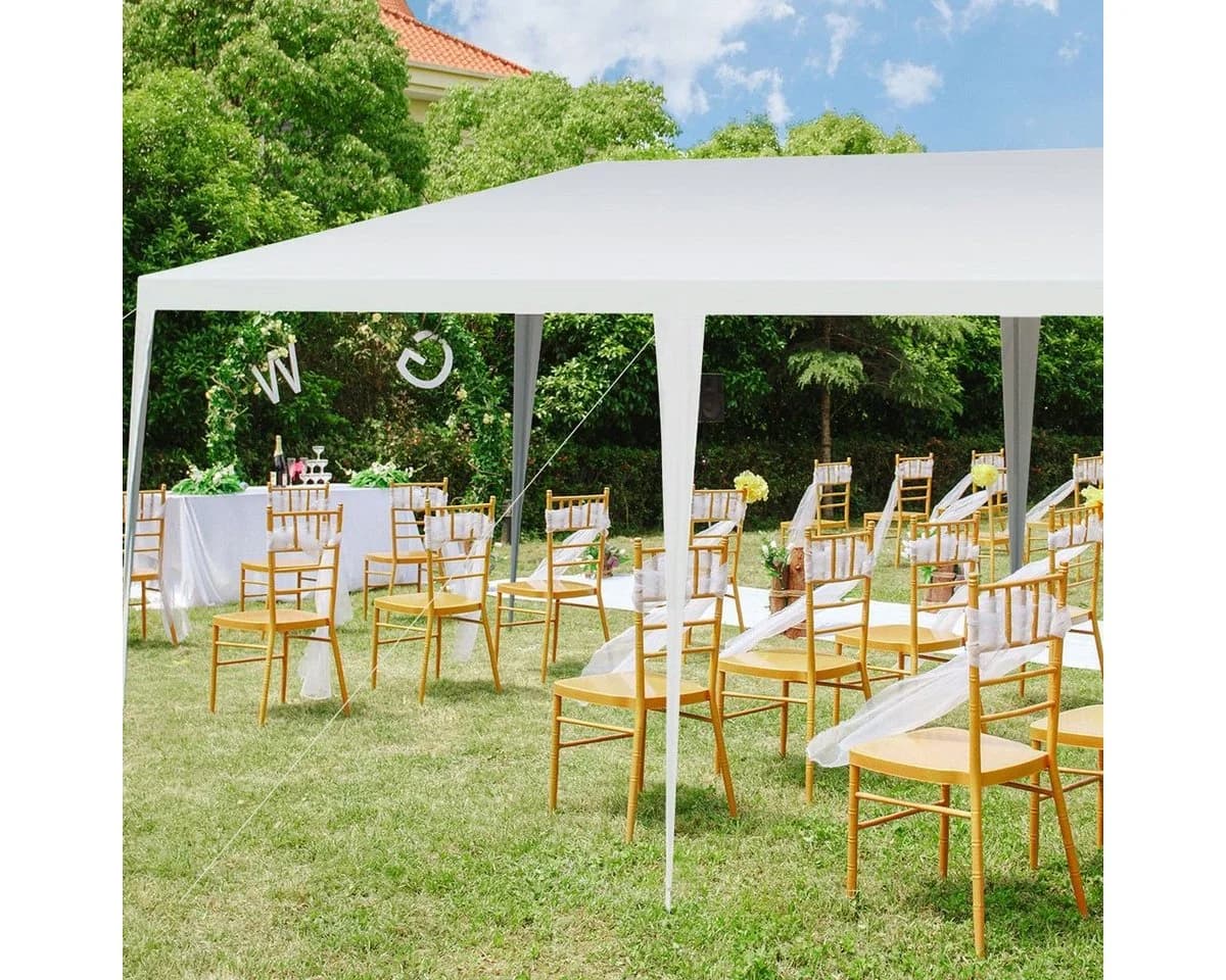 COSTWAY Pavillon Partyzelt 3x6m Weiß Metall