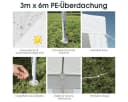 COSTWAY Pavillon Partyzelt 3x6m Weiß Metall Bild 4