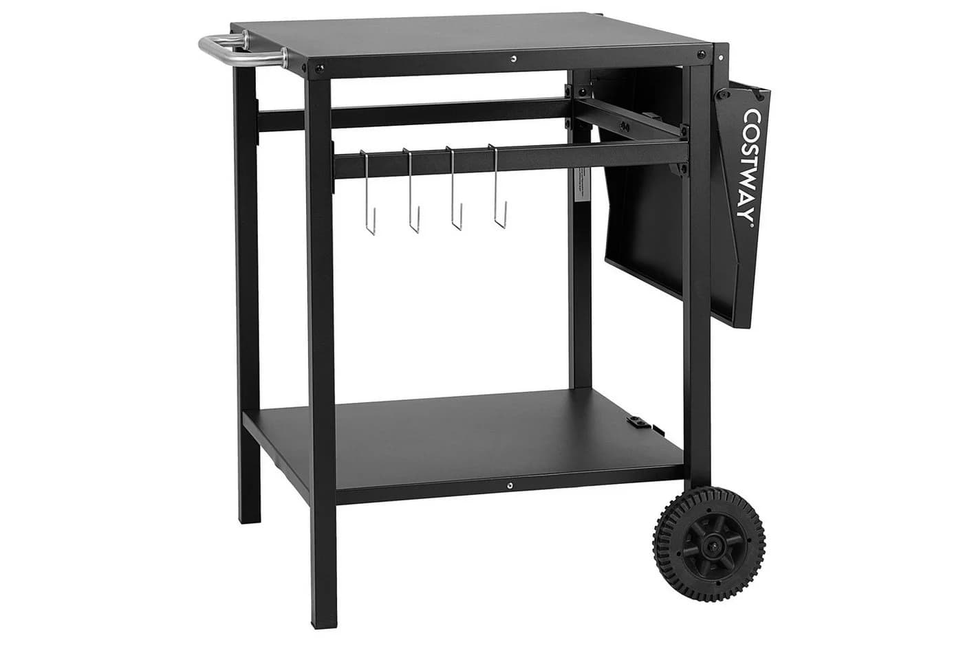 COSTWAY Grillablagetisch mit 2 Ablagen, 4 Haken & klappbarer Tischplatte - Bild 2