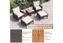 COSTWAY Balkonset Rattan 5-tlg. Akazienholzplatte mit Kissen Bild 3