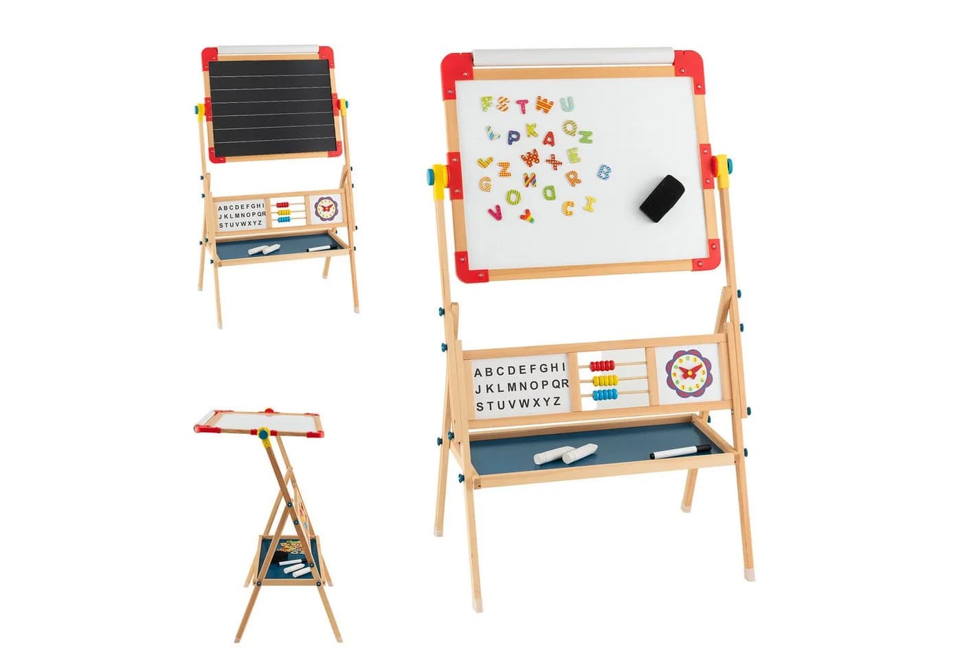 COSTWAY Standtafel Kinder Kreidetafel Holz 3-in-1 - Bild 2
