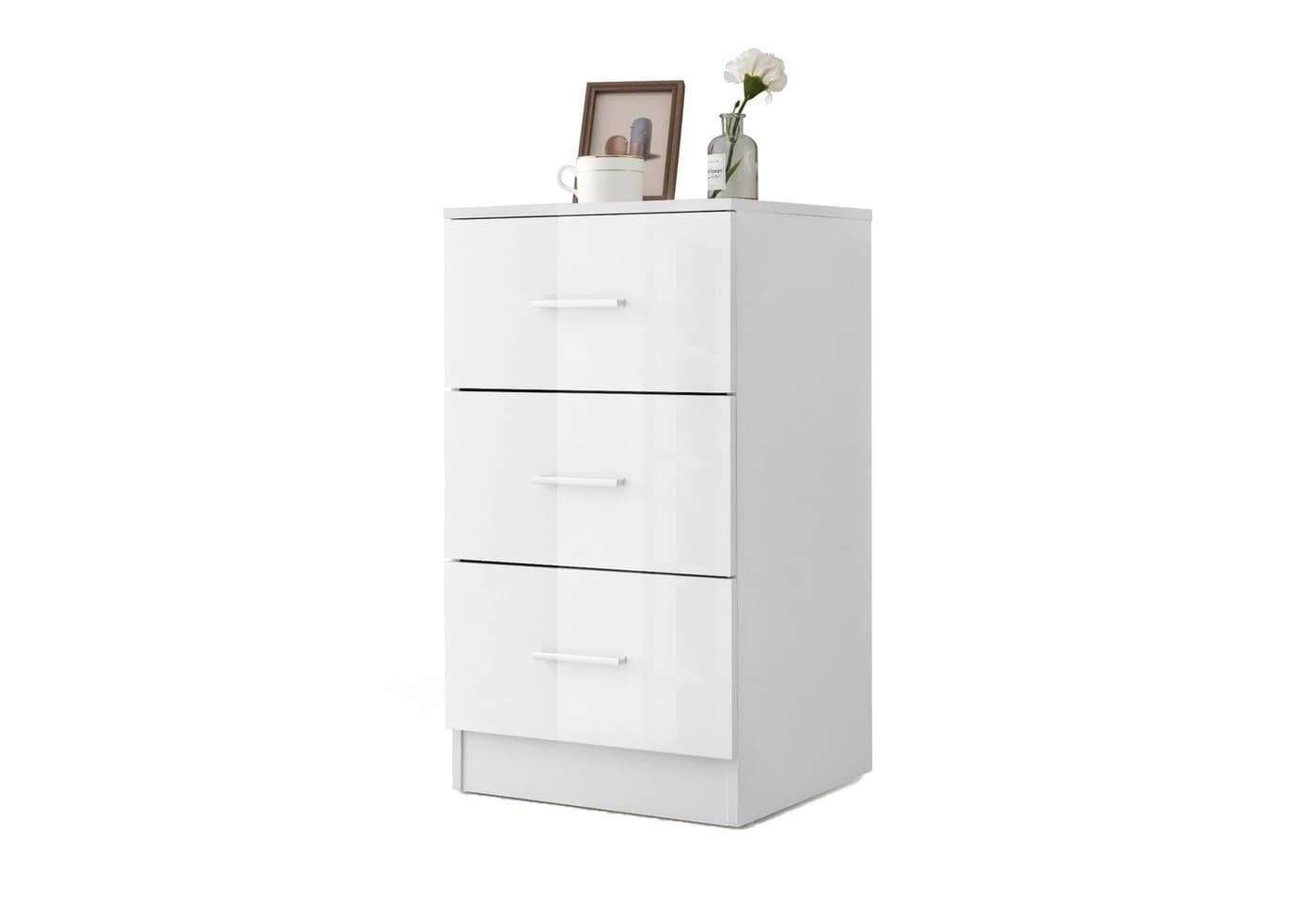 COSTWAY Aktenschrank 3 Schubladen Schwarz/Weiß Büroschrank Beistelltisch - Bild 2