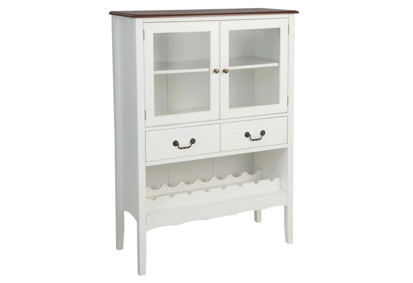 KOMFOTTEU Weinschrank Buffetschrank mit Glashalter Weiß Kiefernholz - Bild 2