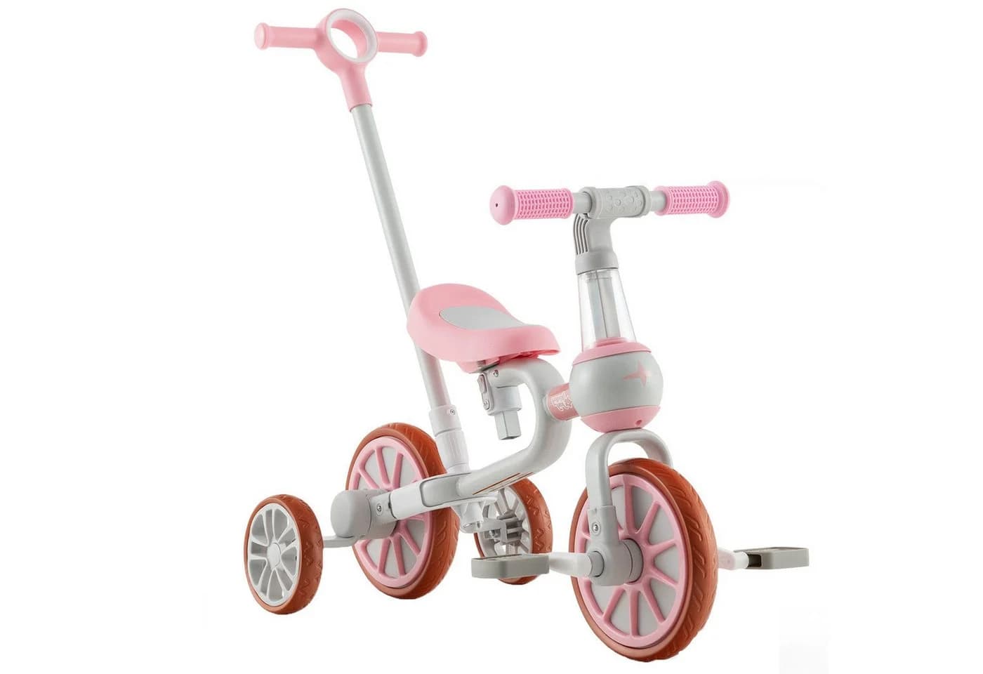 KOMFOTTEU Kinder Dreirad Balance Fahrrad 4-in-1 Rosa Blau Grün - Bild 2