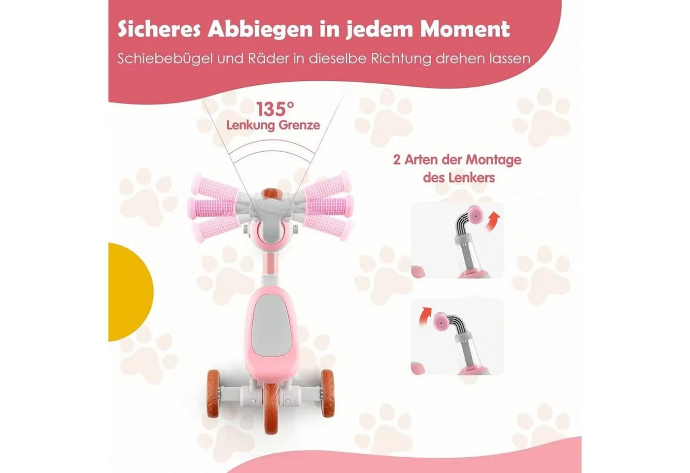 KOMFOTTEU Kinder Dreirad Balance Fahrrad 4-in-1 Rosa Blau Grün - Bild 4