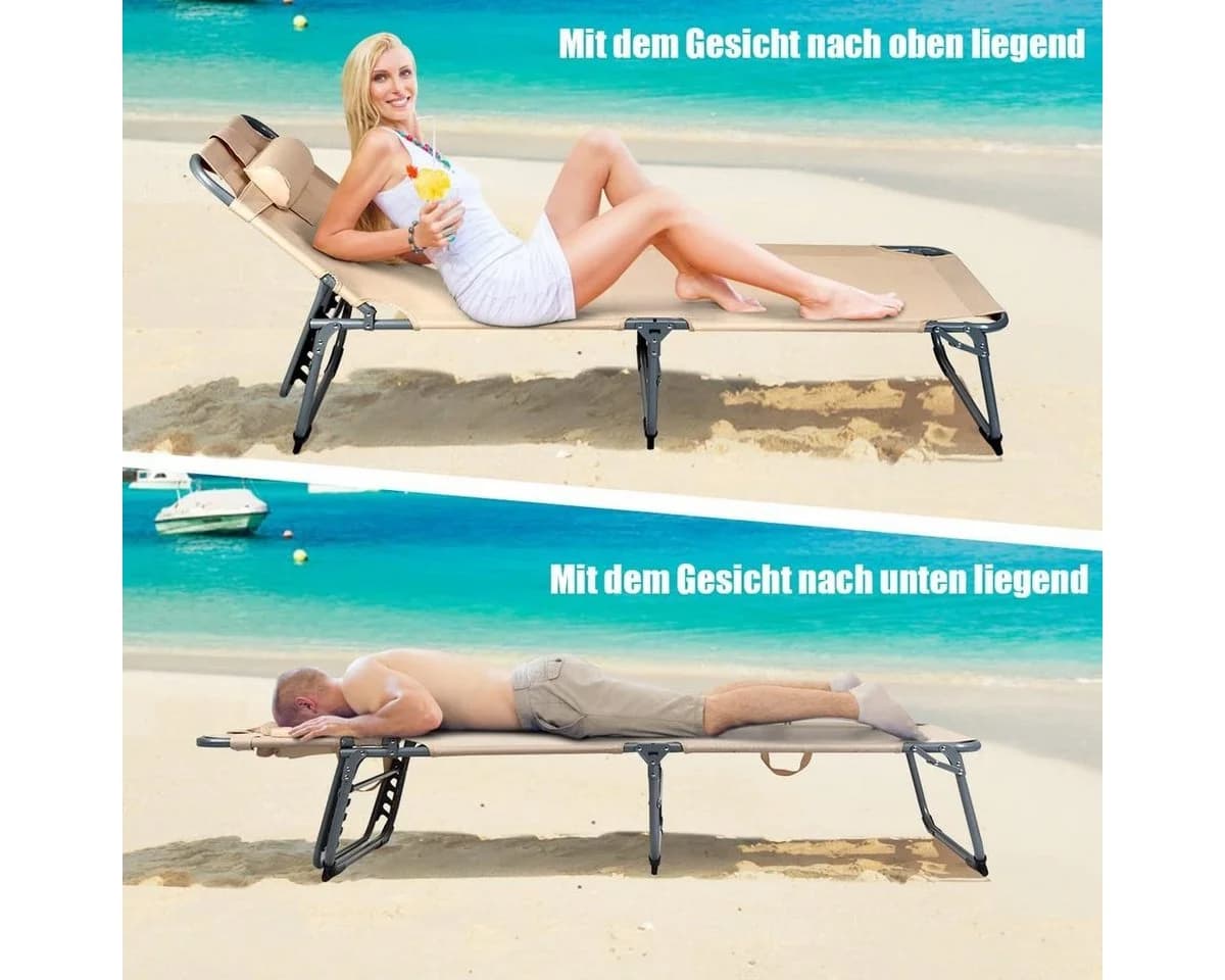 KOMFOTTEU Multifunktionsliege Faltbar Beige mit verstellbarer Rückenlehne