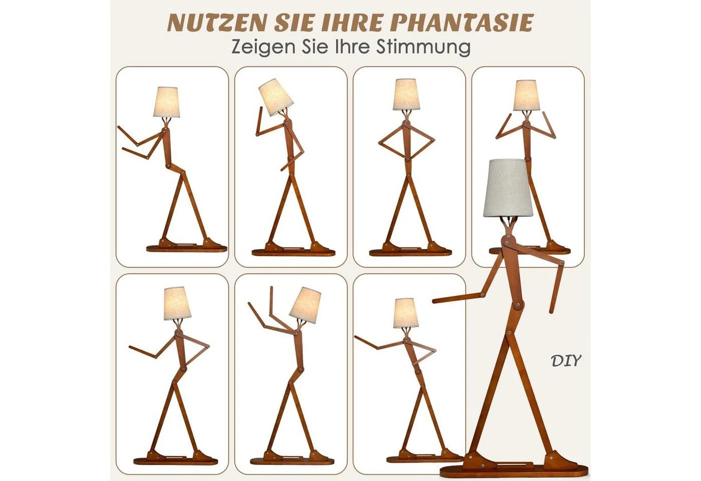 COSTWAY Stehlampe Humanoide Eckleuchte Verstellbare Gelenke - Bild 3