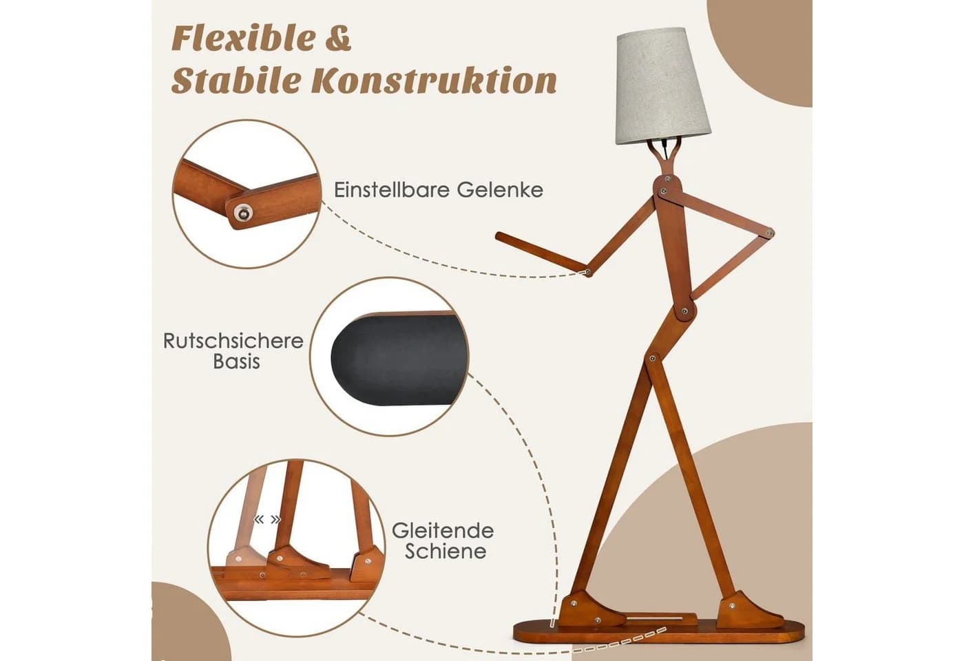 COSTWAY Stehlampe Humanoide Eckleuchte Verstellbare Gelenke - Bild 5